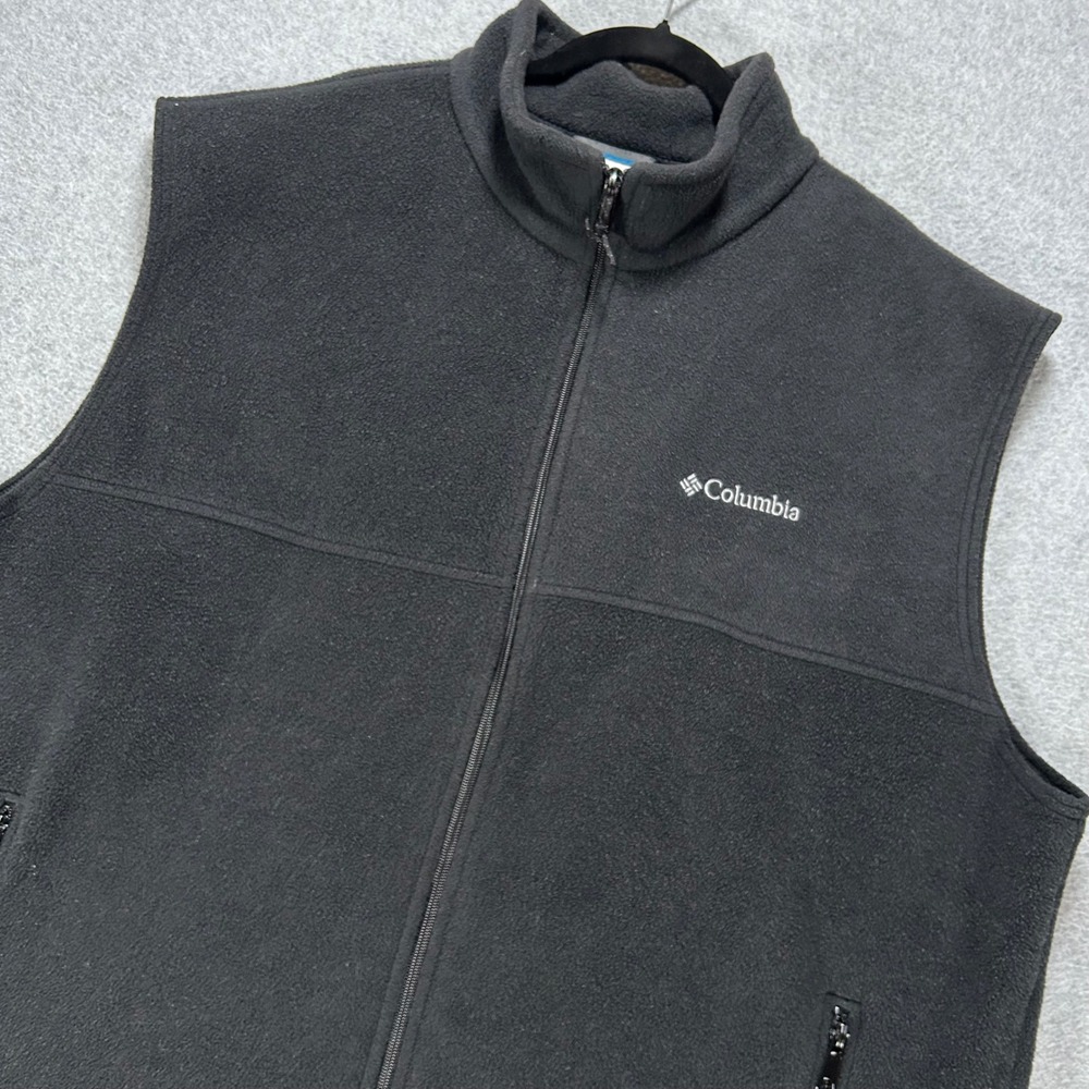 Columbia Fleece Vest Men XXL Black Outdoor Hiking Layering